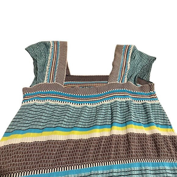 Aldomartins Sleeveless Stripe Stretch Dress Colorful Shift Size Large Petite - Picture 9 of 11